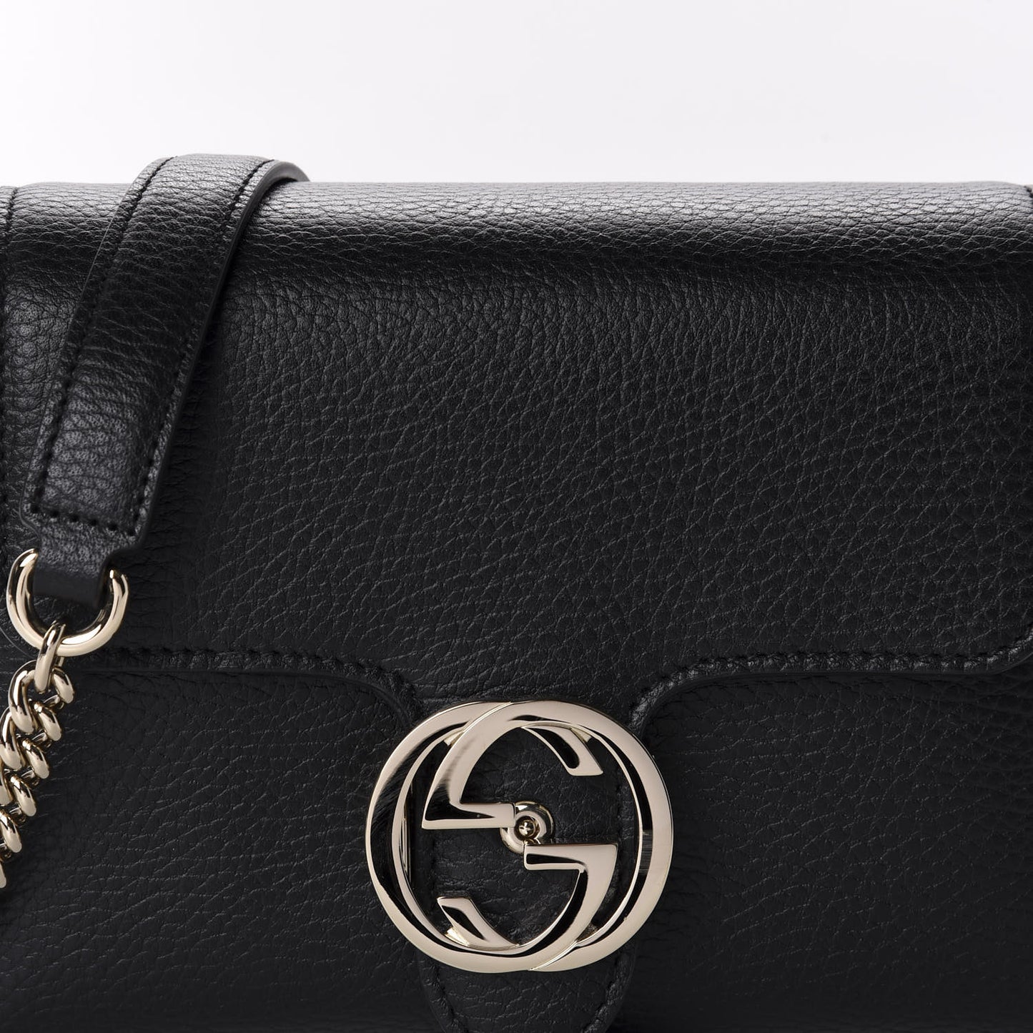 Dollar Calfskin Interlocking G Crossbody Bag Black