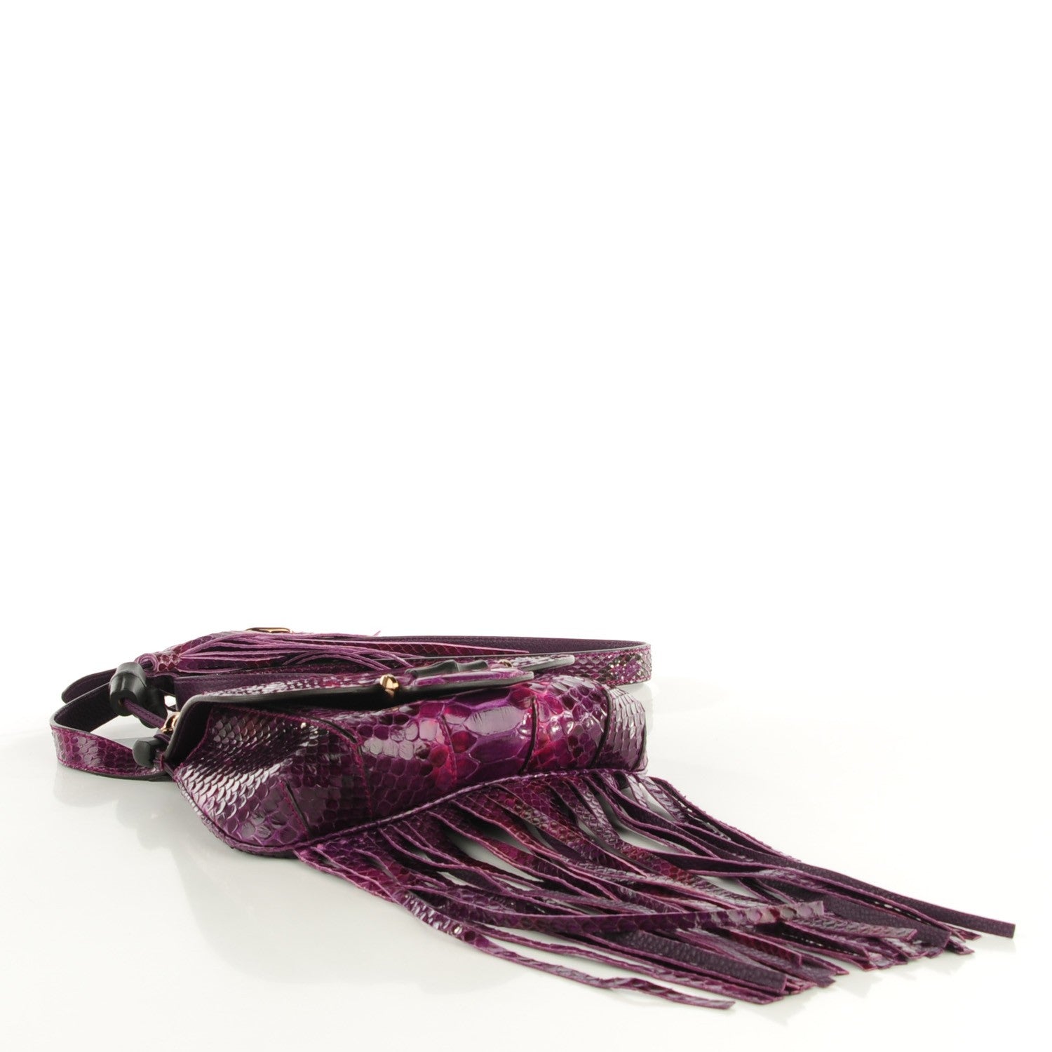 Gucci Python Small Nouveau Fringe Shoulder Bag Purple 4 of 6