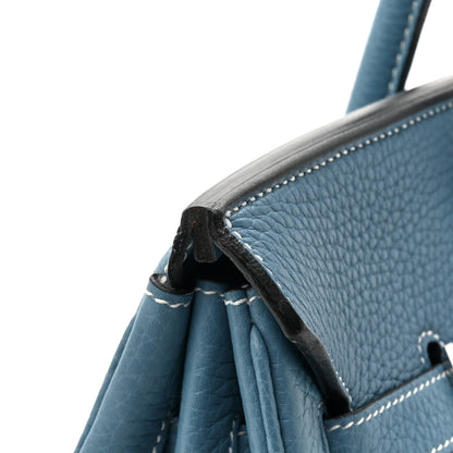 Hermes Taurillon Clemence Birkin 35 Blue Jean 13 of 19