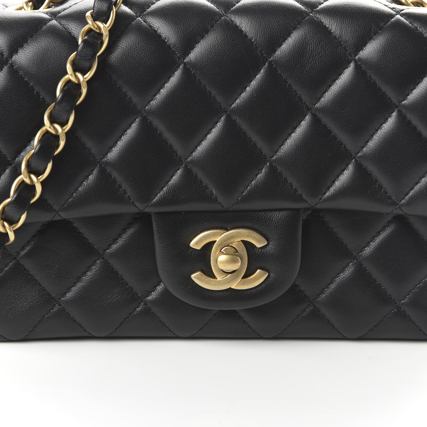 Lambskin Quilted Mini Rectangular Flap Black