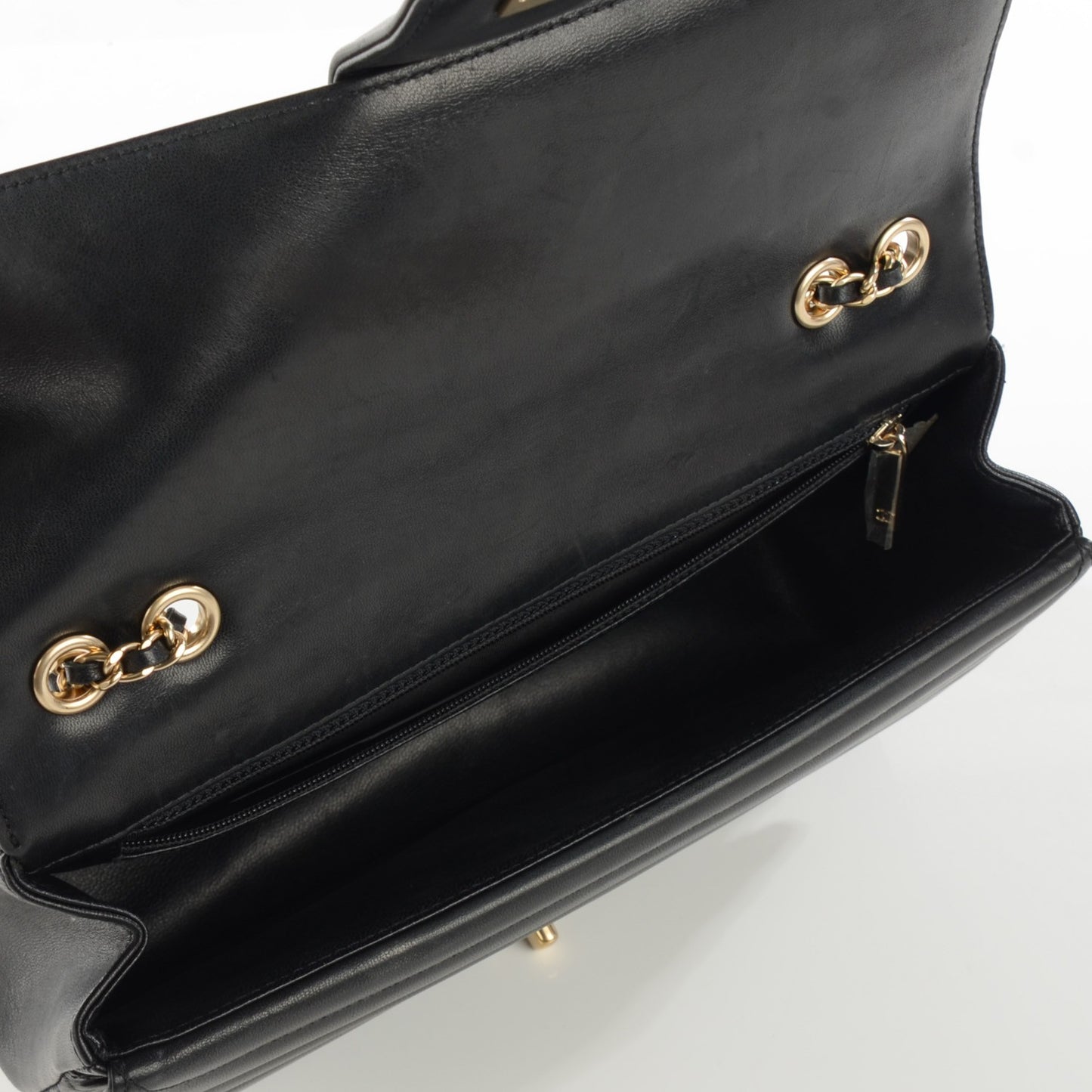Lambskin Horizontal Quilted Medium Double Flap Black