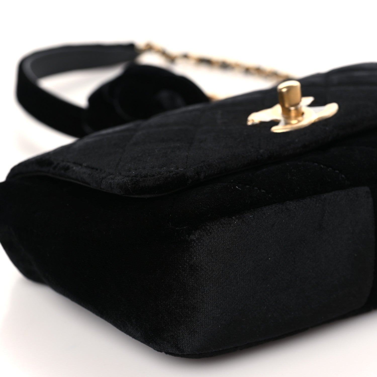 Chanel Velvet Quilted Small Camellia Flap Black 9 of 10