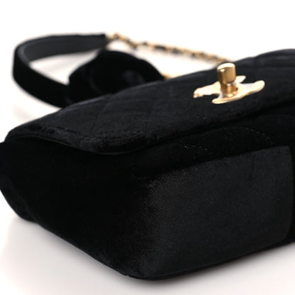 Chanel Velvet Quilted Small Camellia Flap Black 9 of 10