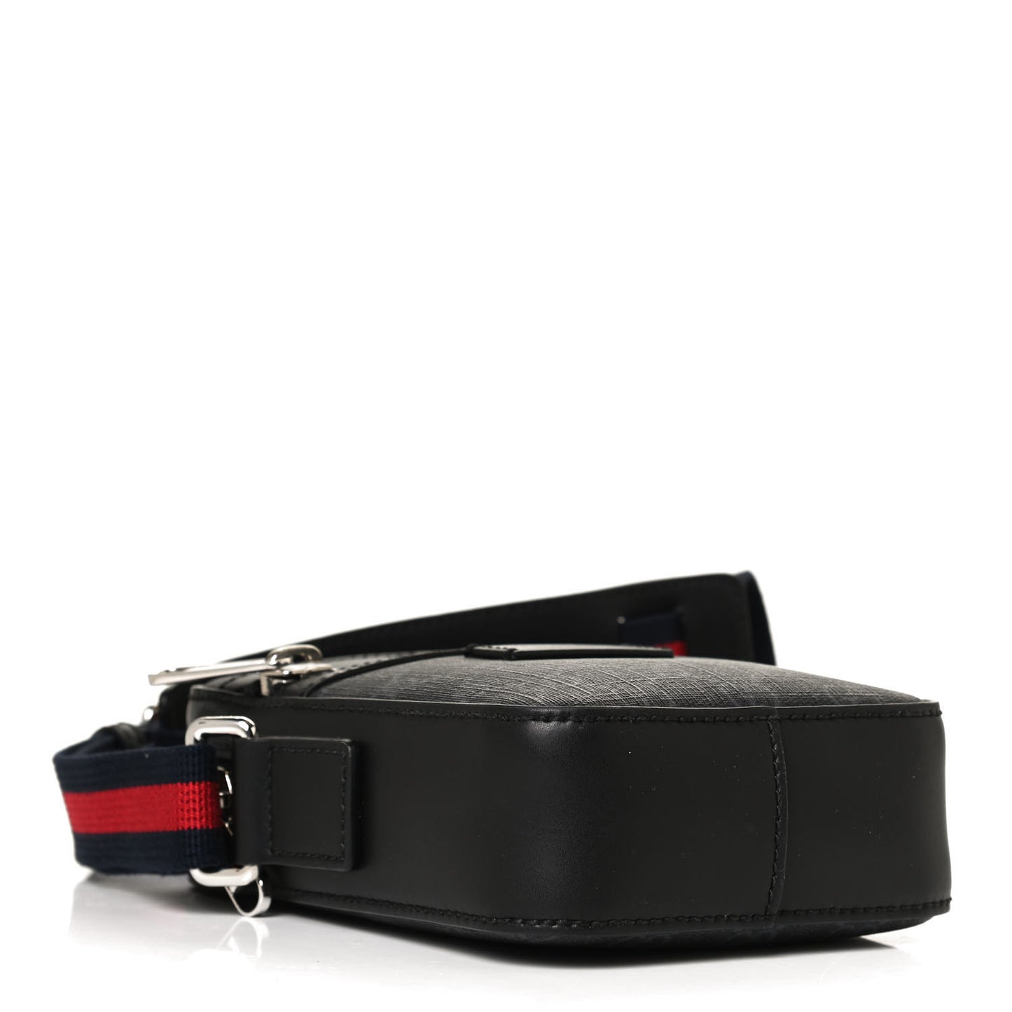 GG Supreme Monogram Appia Calfskin Web Small Camera Messenger Bag Black Grey