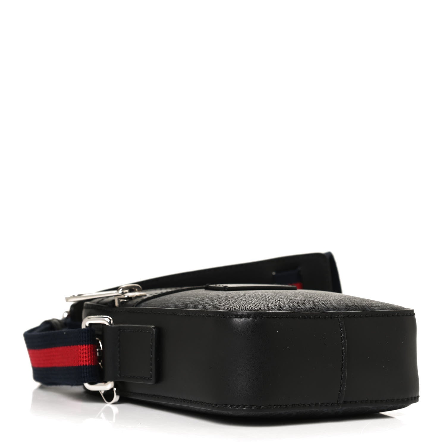 Gucci GG Supreme Monogram Appia Calfskin Web Small Camera Messenger Bag Black Grey 3 of 10