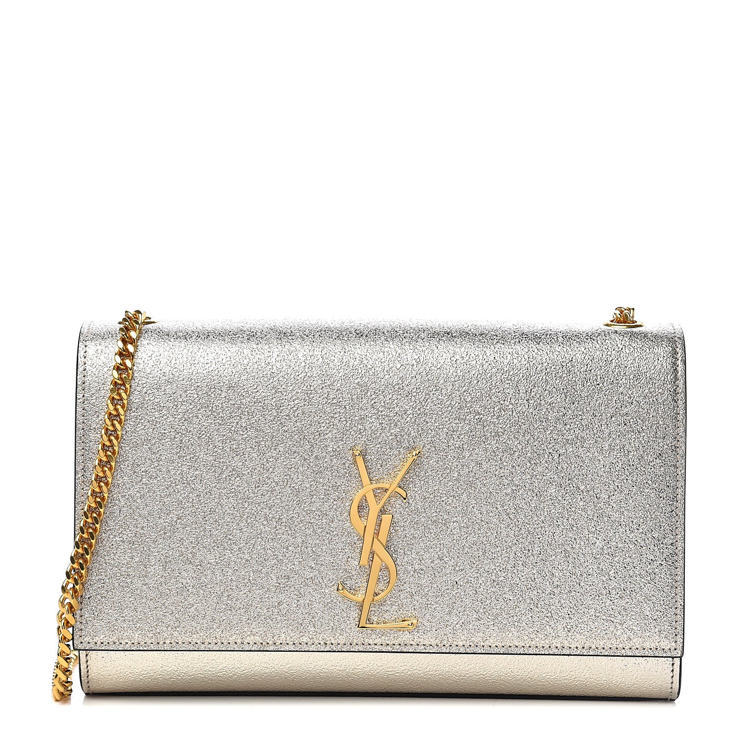 Saint Laurent Metallic Calfskin Medium Classic Monogram Kate Satchel Platine 1 of 8