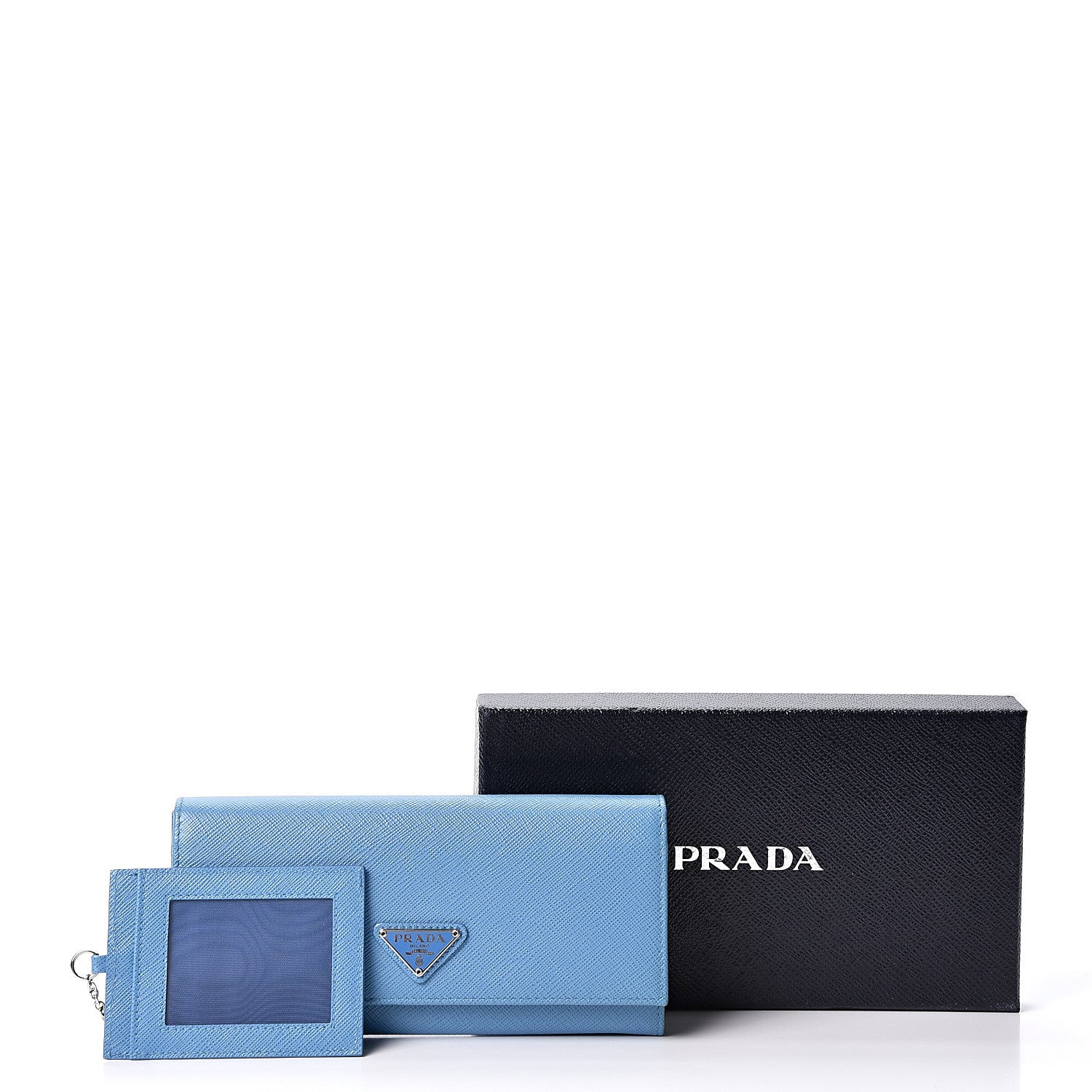 Prada Saffiano Triangle Continental Flap Wallet Mare 8 of 8