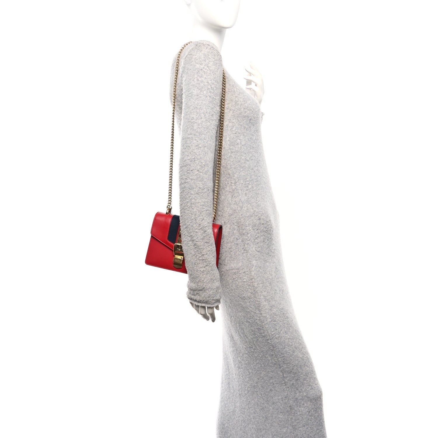 Gucci Calfskin Mini Sylvie Chain Shoulder Bag Hibiscus Red 2 of 10