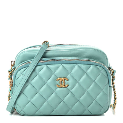 Chanel Calfskin Quilted Day Trips Camera Case Turquoise 1 of 11