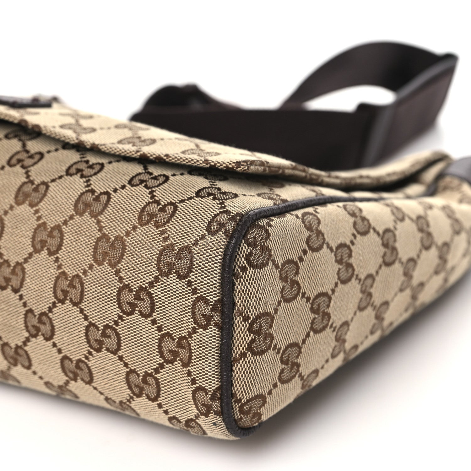 Gucci Monogram Small Flap Messenger Bag Beige Dark Brown 1525625