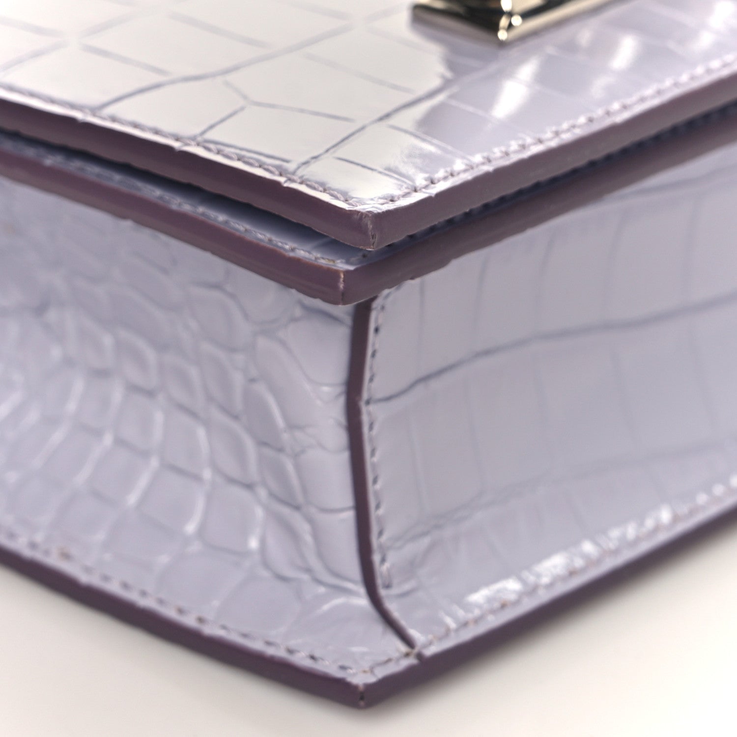 Alexander McQueen Shiny Crocodile Embossed Jeweled Satchel Lavender 8 of 9