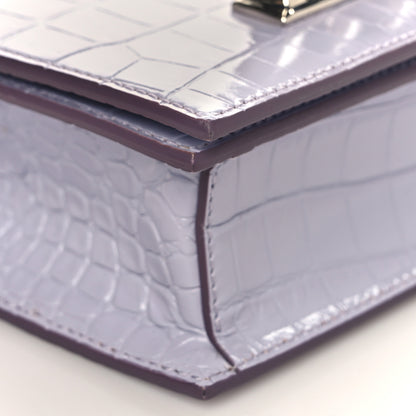 Alexander McQueen Shiny Crocodile Embossed Jeweled Satchel Lavender 8 of 9