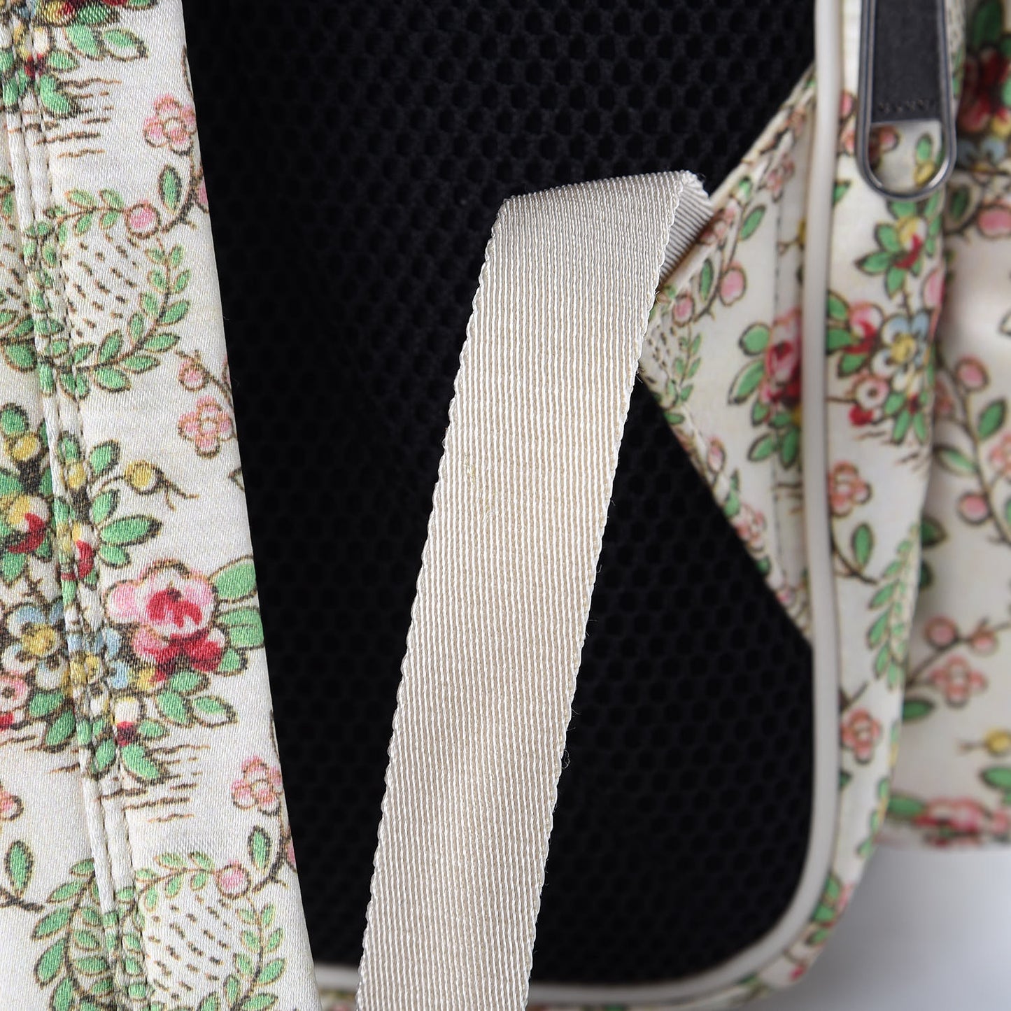 X MLB Satin Floral Print NY Yankees Patch Backpack Ivory Green