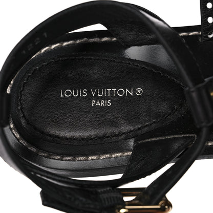 Louis Vuitton Soft Calfskin Perforated Horizon Flat Sandals 38 Black 7 of 10