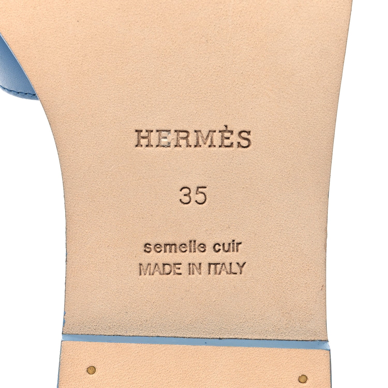 Hermes Box Calfskin Oran Sandals 35 Bleu Cameo 7 of 9