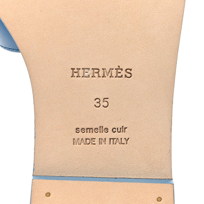 Hermes Box Calfskin Oran Sandals 35 Bleu Cameo 7 of 9