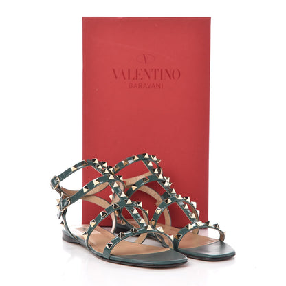Valentino Garavani Patent Rockstud Gladiator Flat Sandals 37.5 Giada 8 of 8