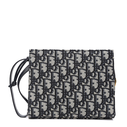 Christian Dior Oblique Zipped Pouch Clutch Blue 1 of 8
