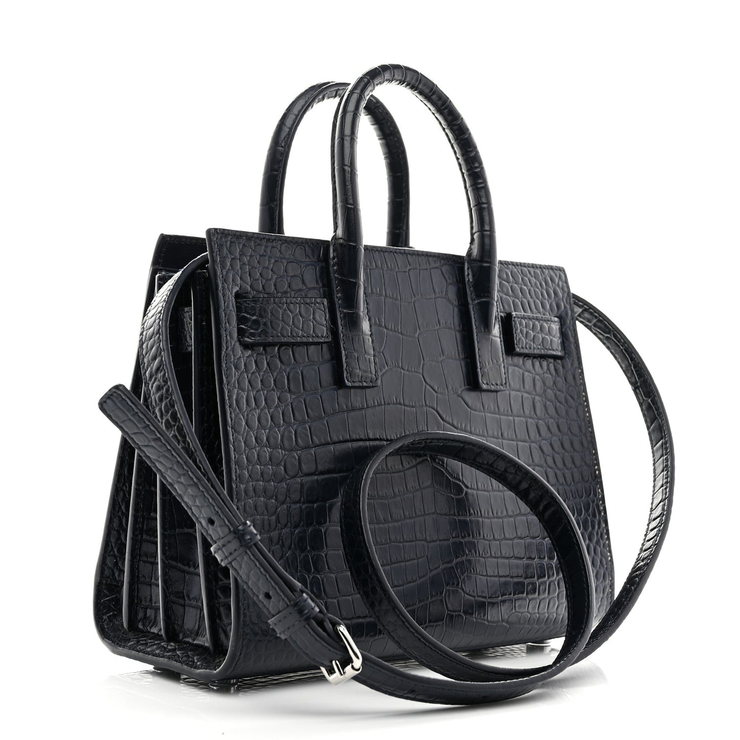 Calfskin Crocodile Embossed Nano Sac De Jour Navy