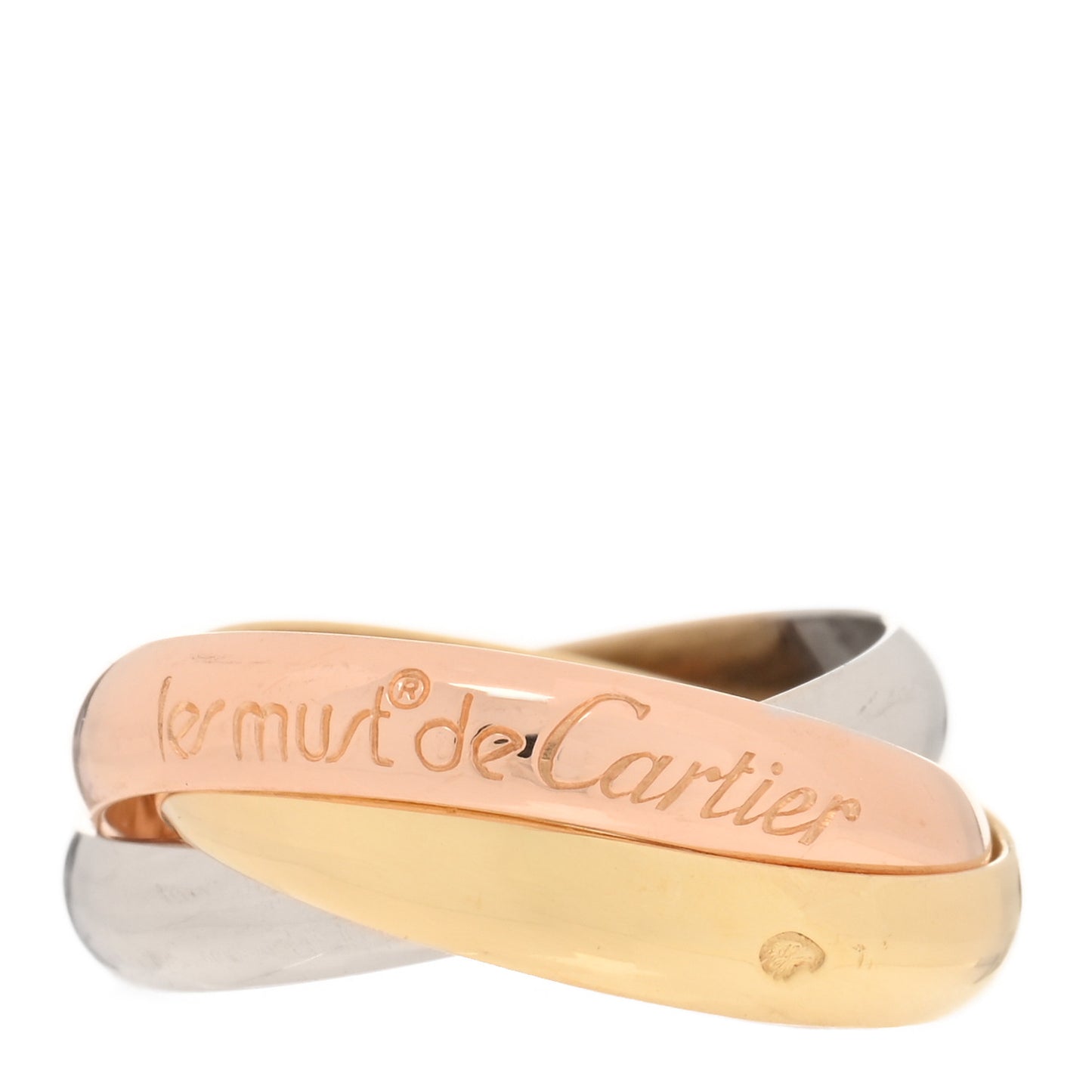 18K Pink Yellow White Gold Classic Les Must De Cartier Trinity Ring 51 5.75