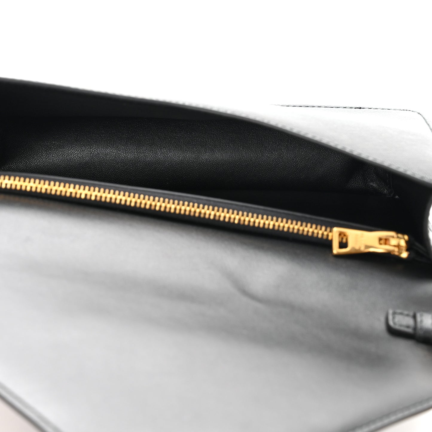 Saffiano Lux Metal Triangle Logo Mini Envelope Chain Shoulder Bag Black