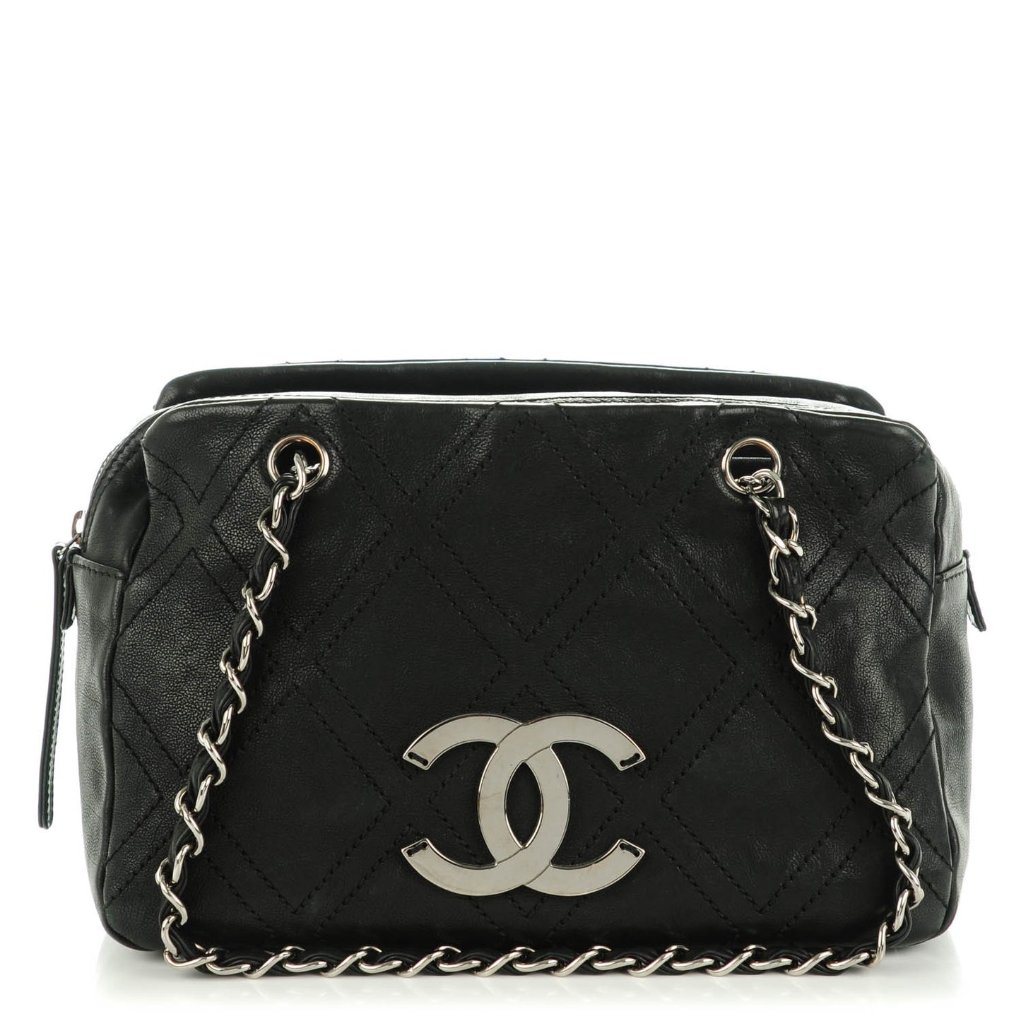 Calfskin Small Diamond Stitch Tote Black