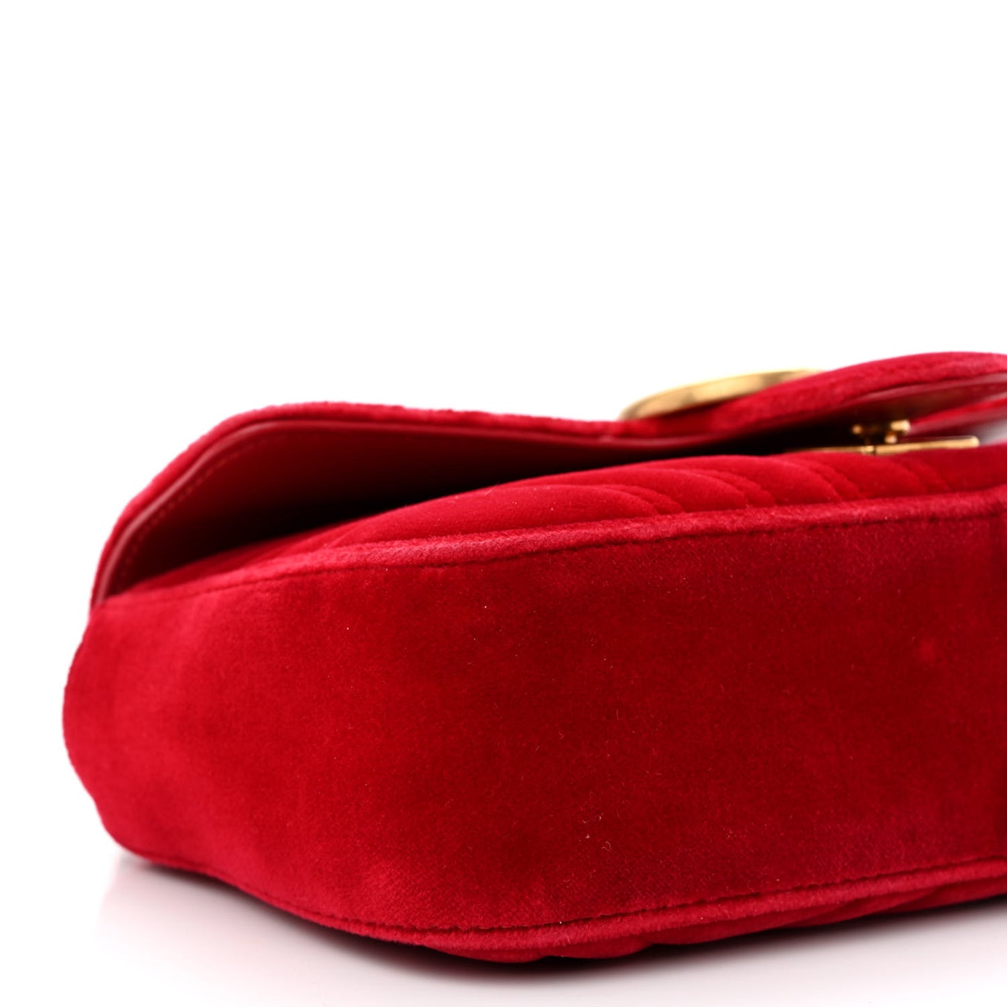 Velvet Matelasse Mini GG Marmont Shoulder Bag Hibiscus Red