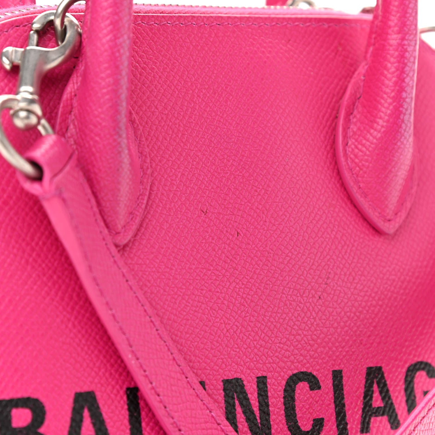 Balenciaga Signature Grained Calfskin Logo XXS Ville Top Handle Bag Fuchsia 11 of 11