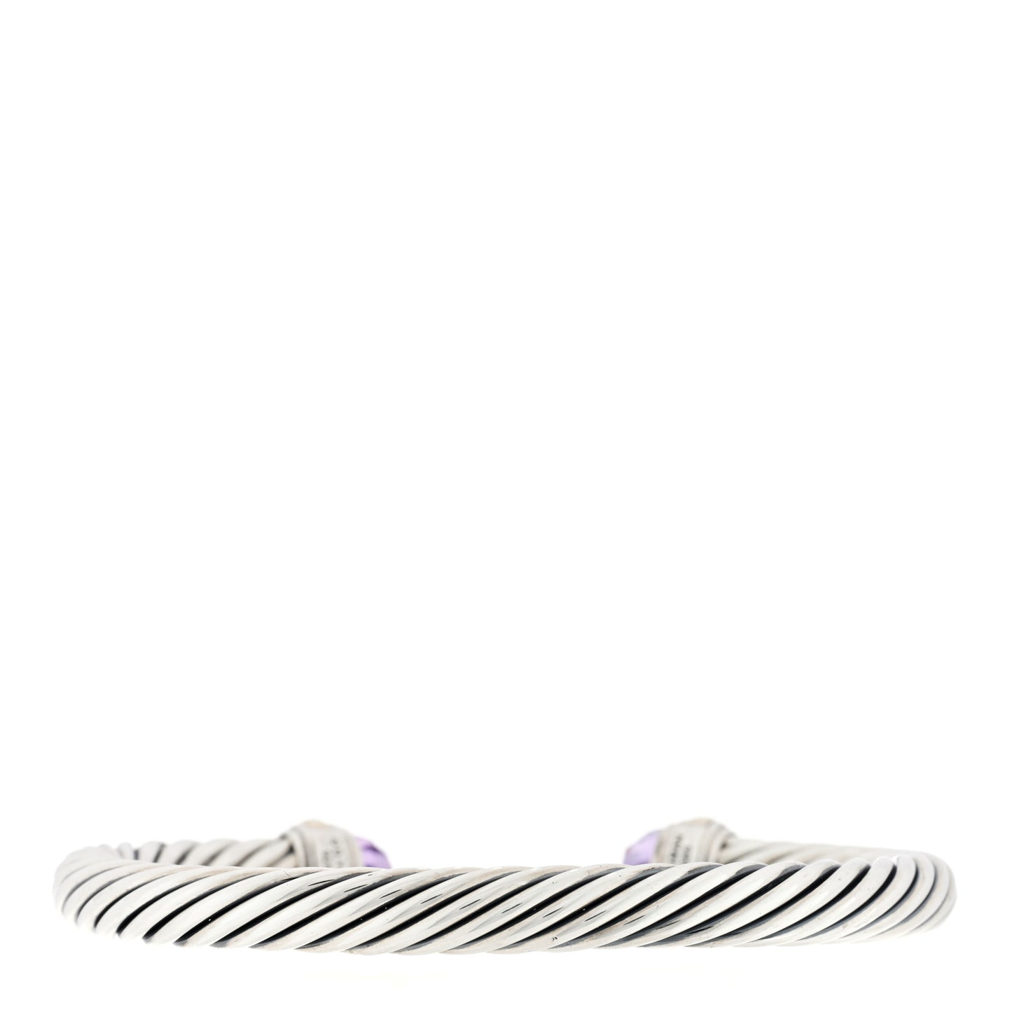Sterling Silver 14K Yellow Gold Amethyst 7mm Cable Classics Bracelet