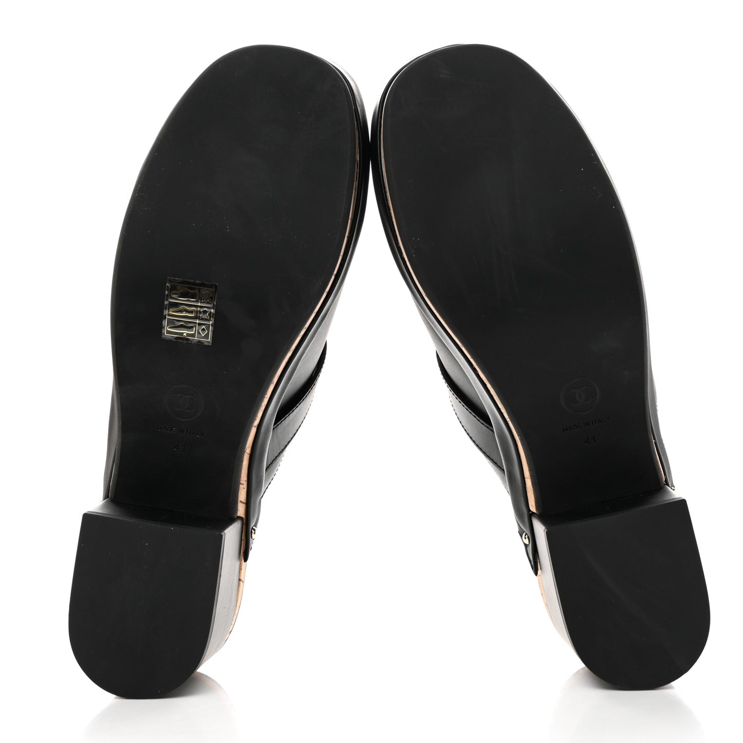Calfskin CC Turn Lock Clogs 41 Black