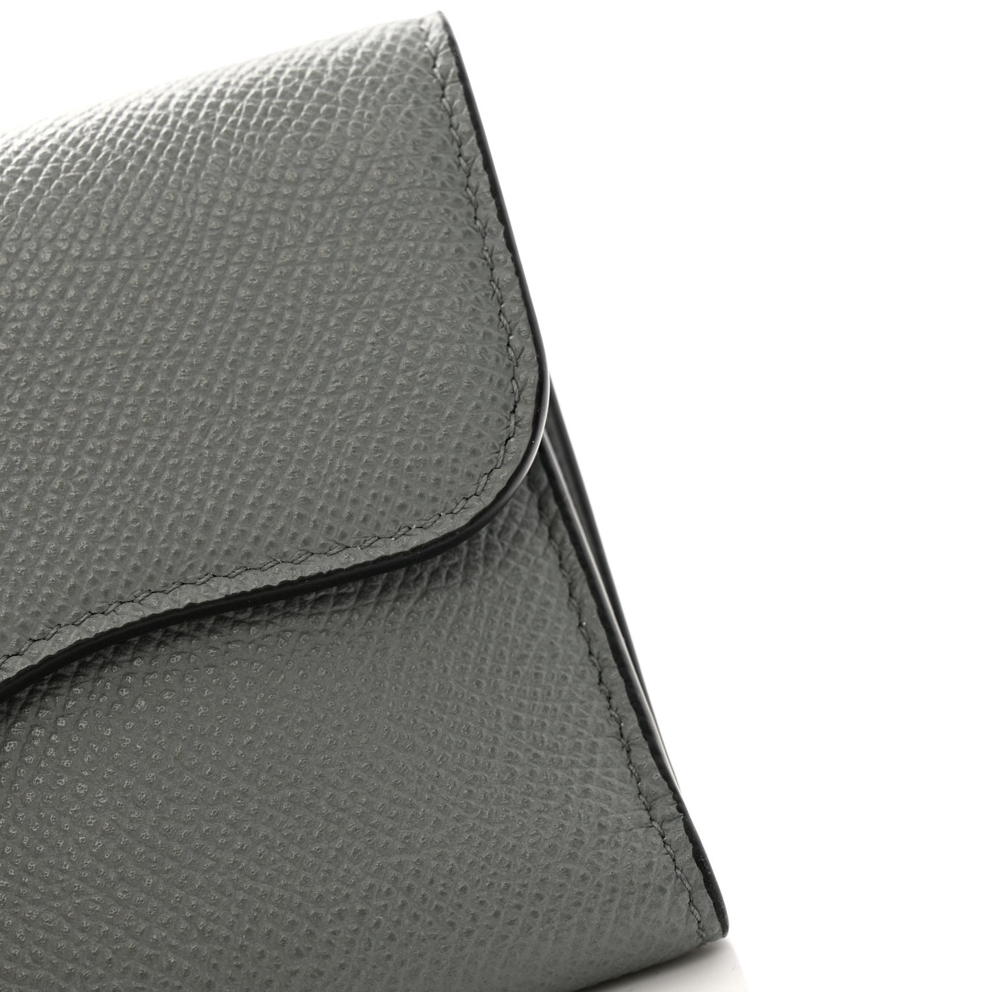 Grained Calfskin Saddle Card Holder Grey