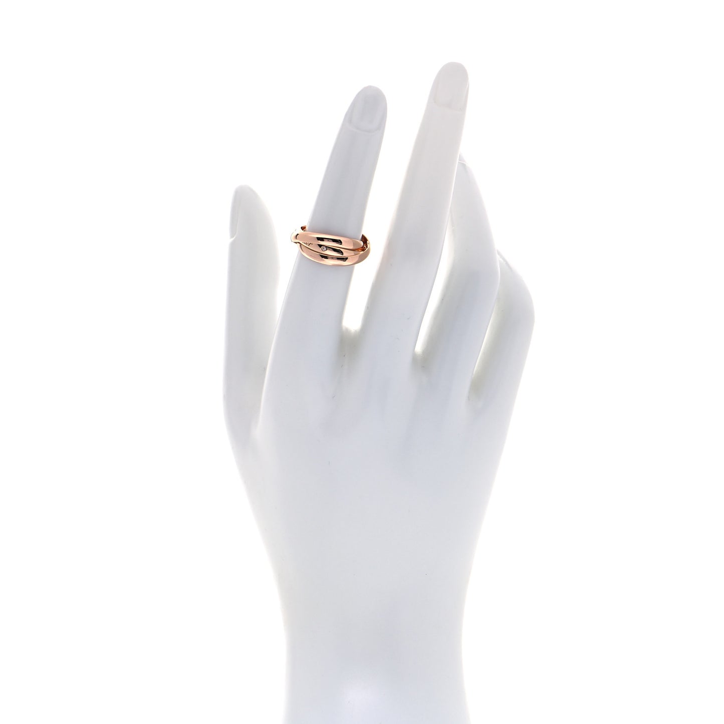 18K Pink Gold Diamond Trinity Ring 51 5.75