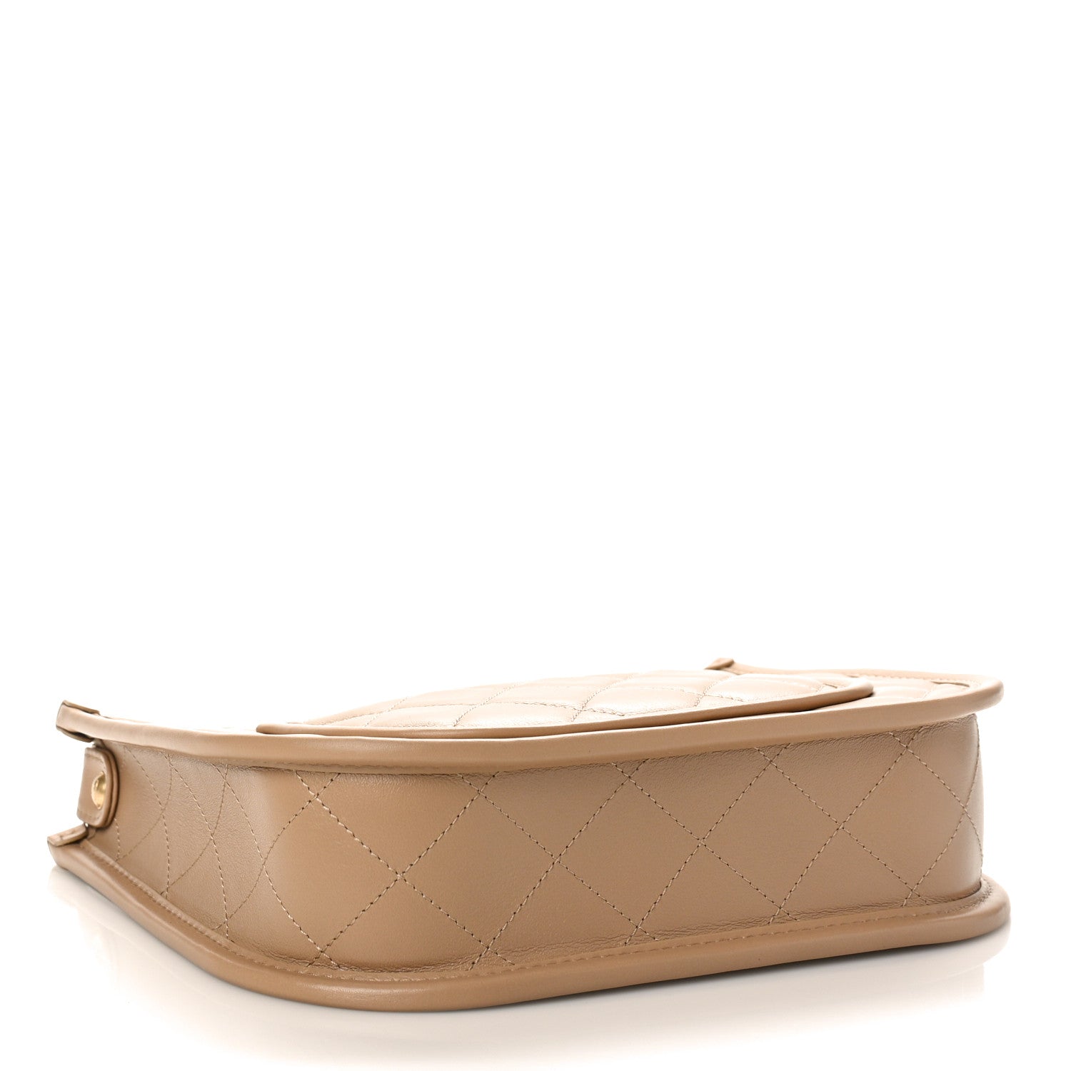 Chanel Calfskin Quilted CC Hobo Handbag Beige 4 of 8