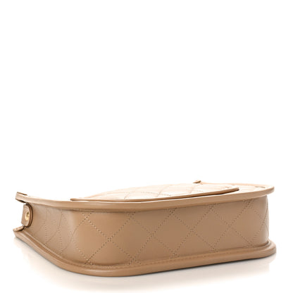 Chanel Calfskin Quilted CC Hobo Handbag Beige 4 of 8