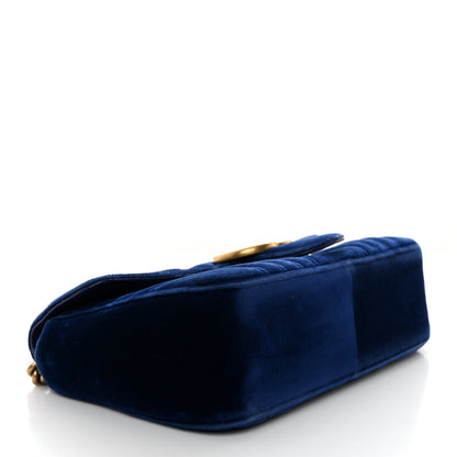 Gucci Velvet Matelasse Medium GG Marmont Shoulder Bag Cobalt Blue 4 of 14