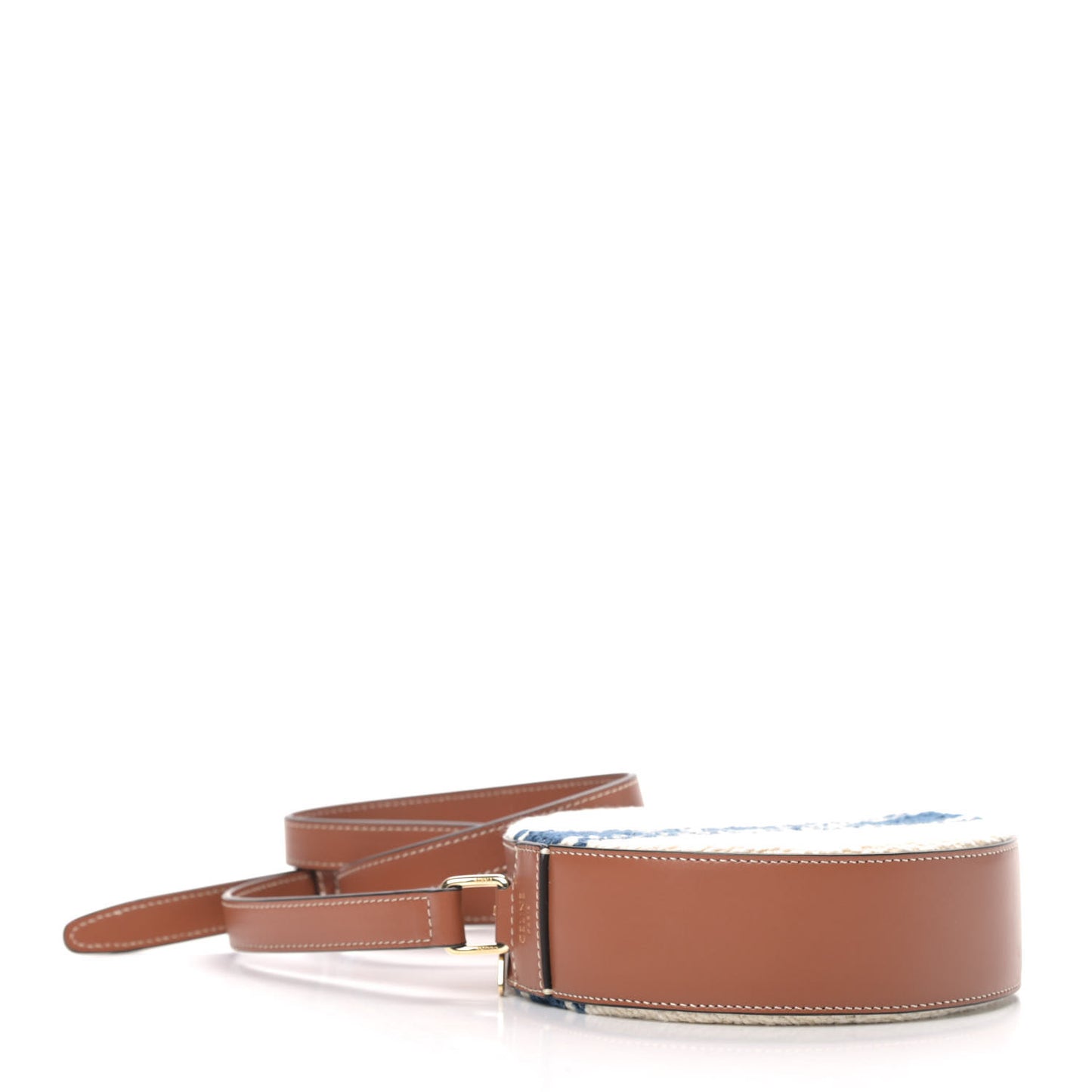 Calfskin Plein Soleil Textile Round Purse On Strap Blue Tan