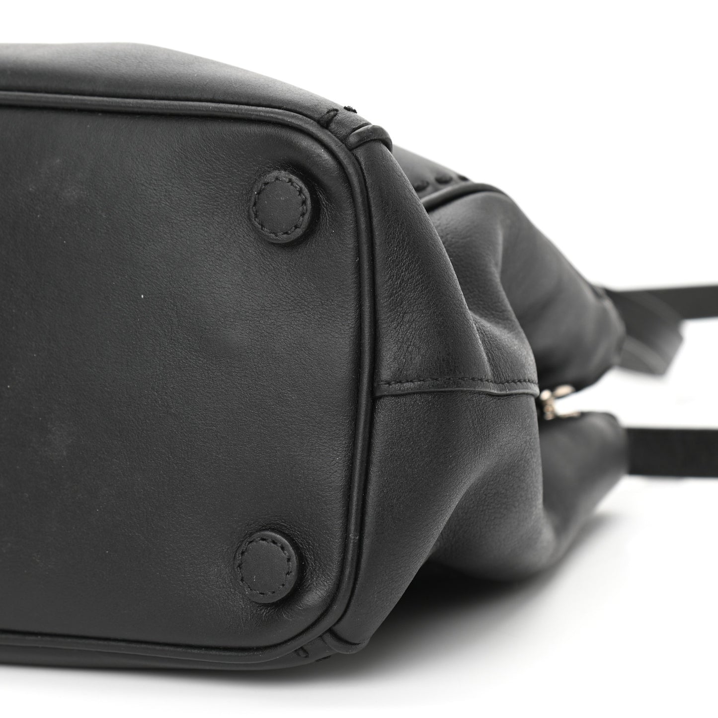 City Calf Hand Stitched Small Galleria Double Zip Tote Black