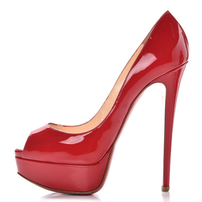 Christian Louboutin Patent Lady Peep 150 Pumps 35.5 Coquelicot 1 of 9