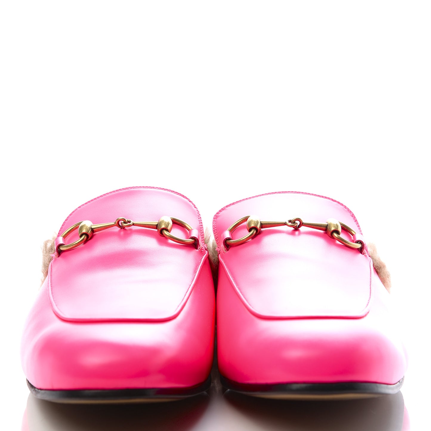Calfskin Fur Mens Princetown Slippers 11 Fuxia Fluo Natural