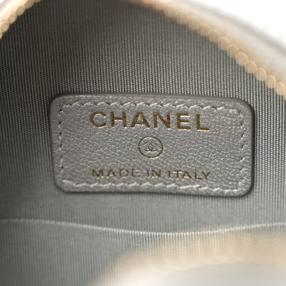 Chanel Metallic Lambskin Quilted Chanel 19 Round Clutch With Chain Silver Silver 6 of 13