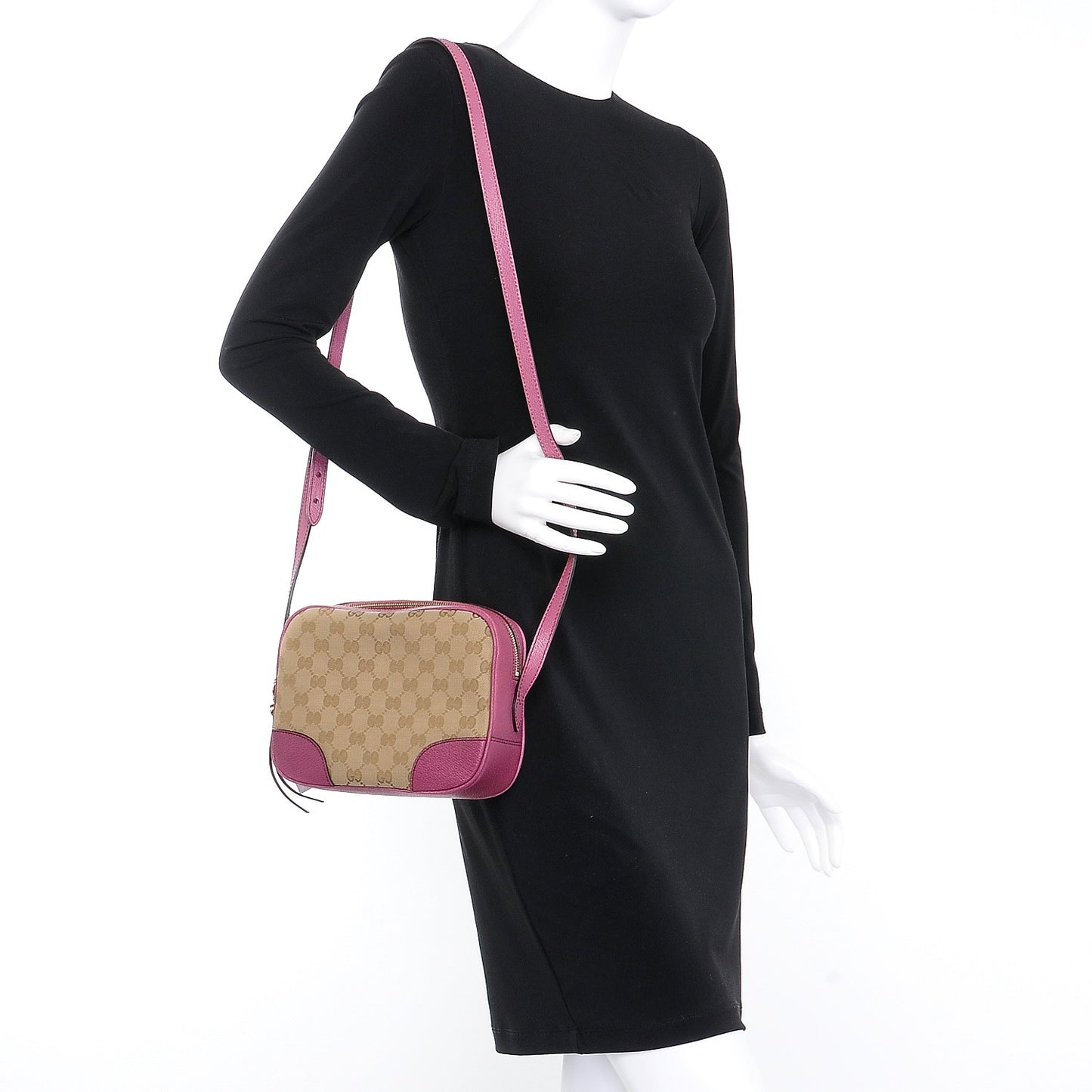Monogram Textured Calfskin Mini Bree Messenger Bag Beige Ebony Peonia Flower