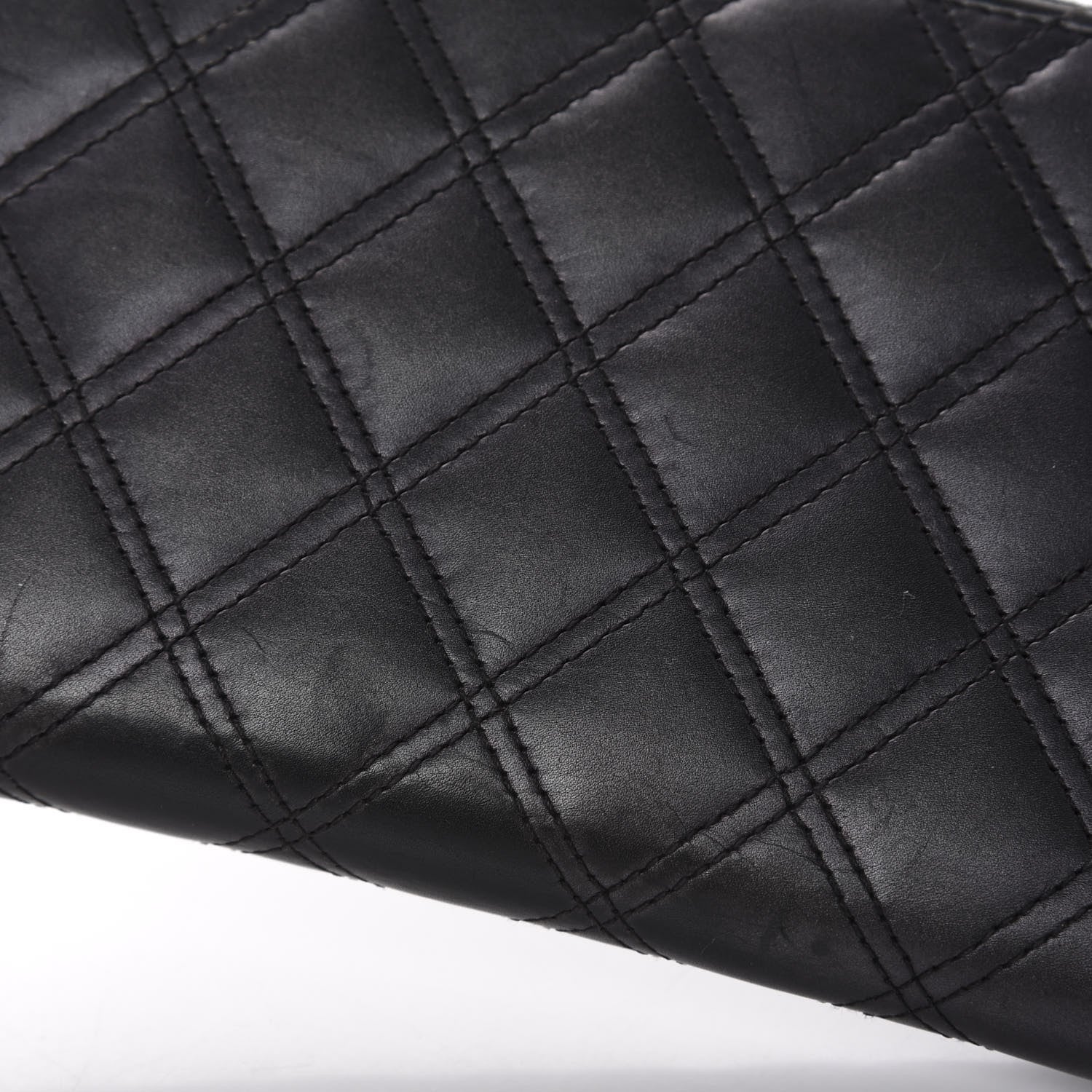 Chanel Lambskin Double Stitch Quilted Large Gusset Zip Around Wallet Black 10 of 19