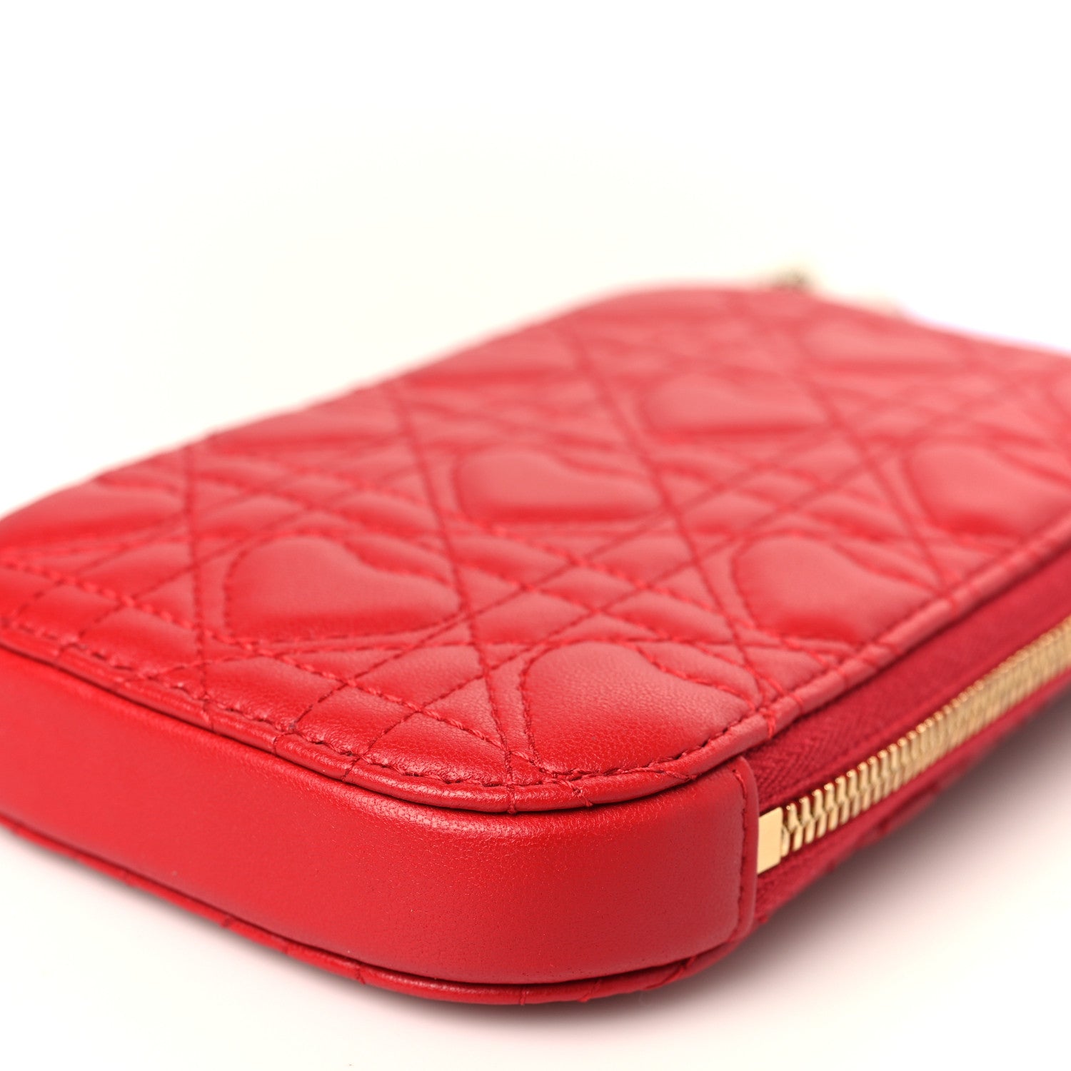 Christian Dior Lambskin Cannage Dioramour Lady Dior Phone Holder Bright Red 9 of 10