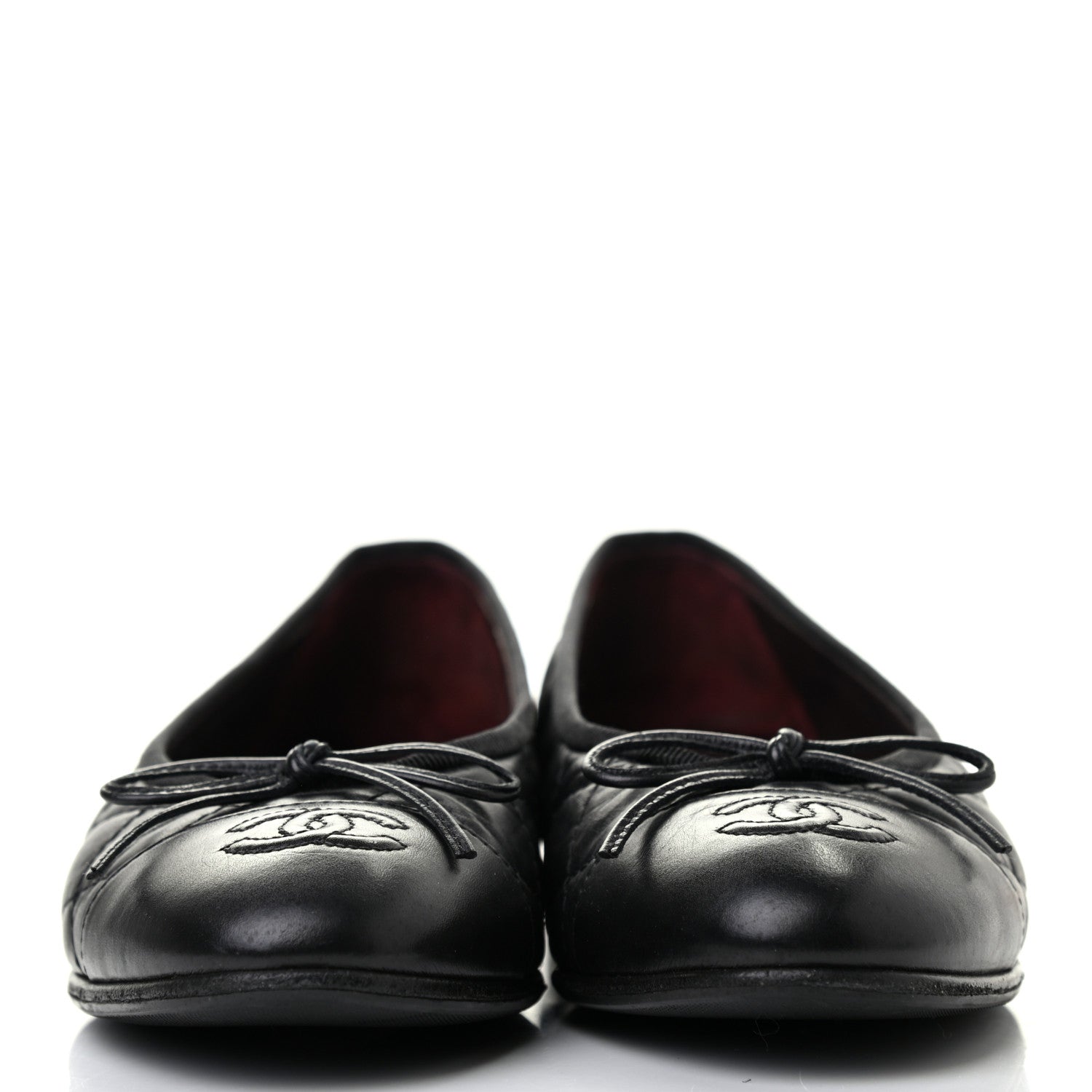 Chanel Aged Calfskin Quilted CC Cap Toe Ballerina Flats 36.5 Black 2 of 8