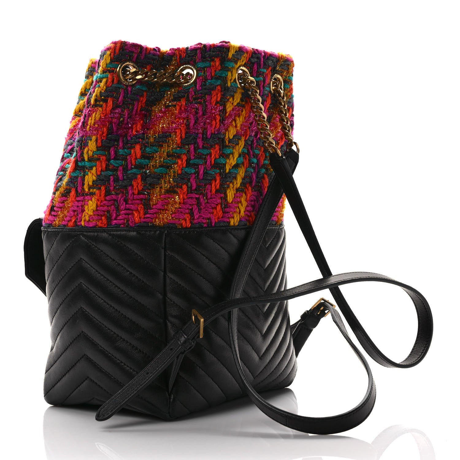 Saint Laurent Tweed Lambskin Matelasse Monogram Joe Backpack Black Rosso Multicolor 3 of 8