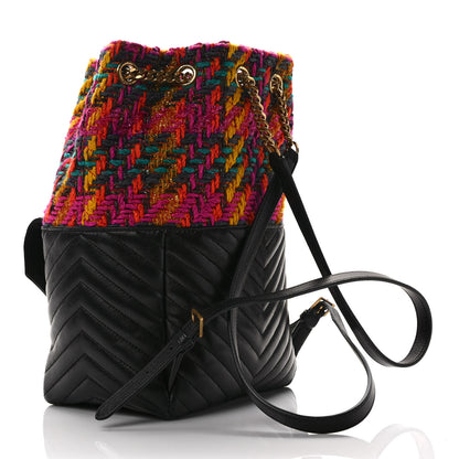 Saint Laurent Tweed Lambskin Matelasse Monogram Joe Backpack Black Rosso Multicolor 3 of 8