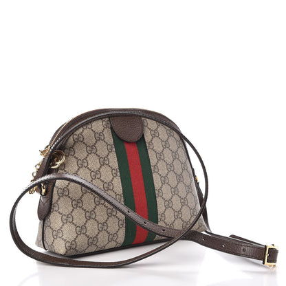 Gucci GG Supreme Monogram Textured Dollar Calfskin Web Small Ophidia Dome Shoulder Bag Beige Ebony New Acero 3 of 8