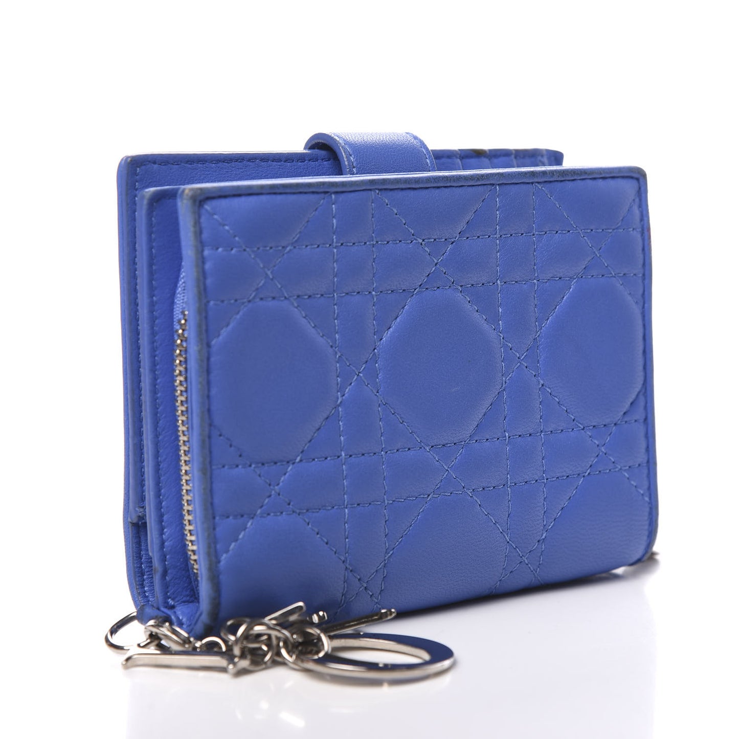 Lambskin Cannage Lady Dior Eden Wallet Blue