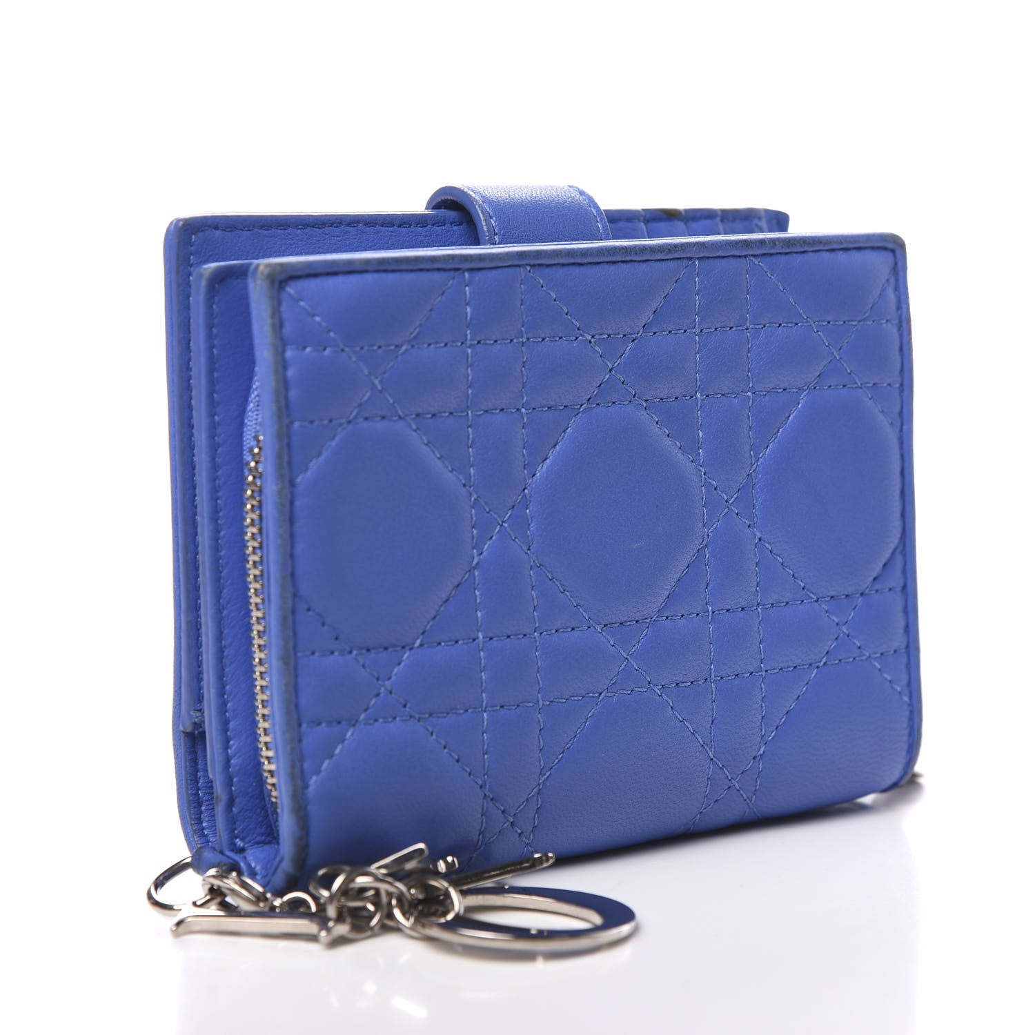 Christian Dior Lambskin Cannage Lady Dior Eden Wallet Blue 2 of 10