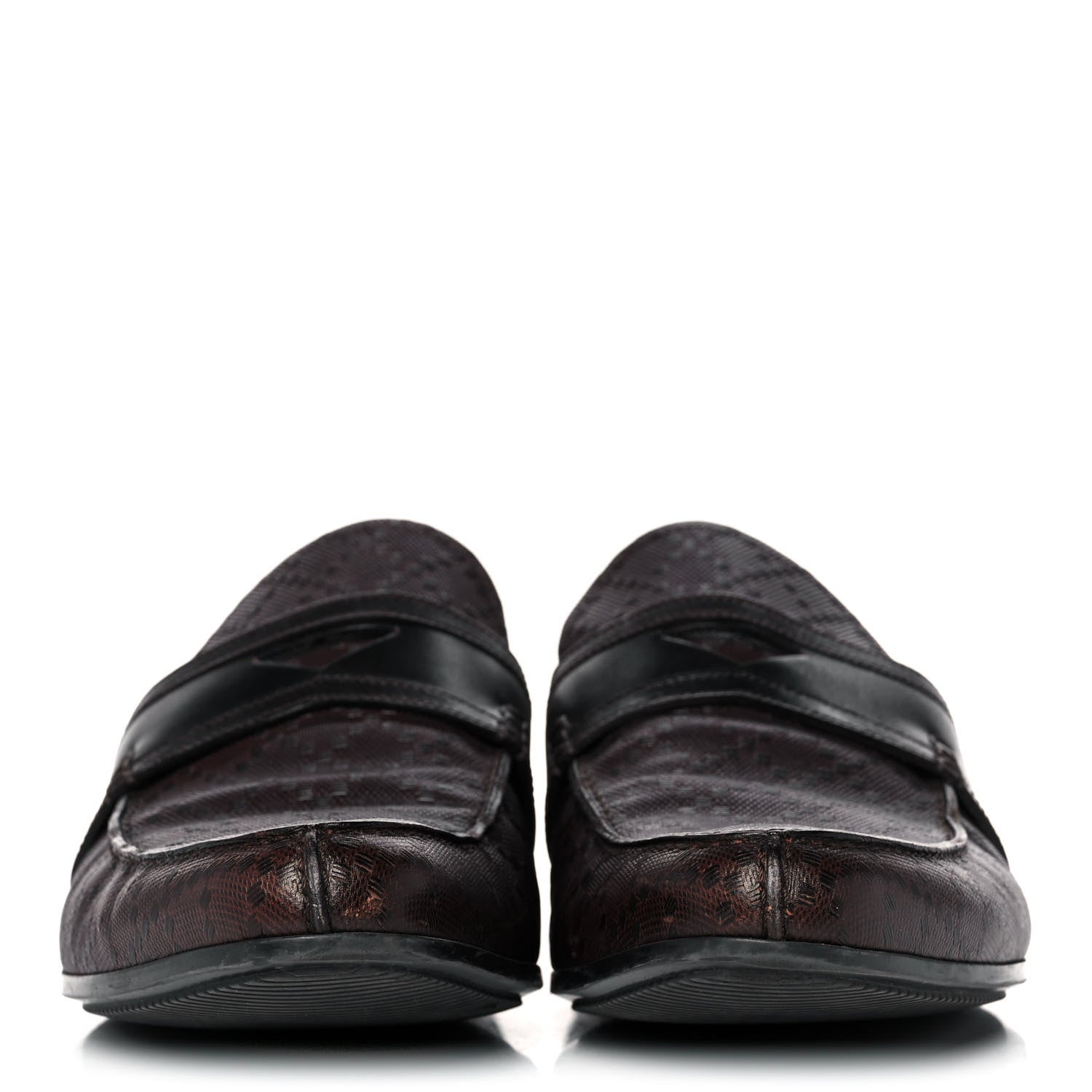 Gucci Diamante Calfskin Mens Driver Loafers 9 Brown 2 of 12